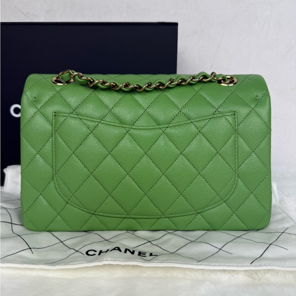 Chanel Green Caviar Small Classic Flap with Gold Hardware  Brand New - Picture 5 of 14